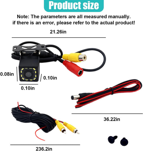 UHANBUT 12 170 Car Backup Camera, LED Night Vision Waterproof HD Rear View Camera, Wide Angle Long License Plate Frame