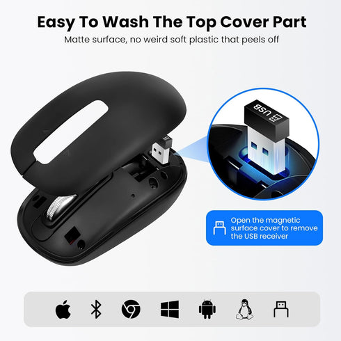 INFINMIND Mouse,USB+BT2,Multi 4-Way 3000 DPI,10 2 Wireless Bluetooth Device Ergo Full Size Mouses-big Hand,Metal Super
