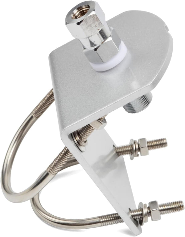 HYS Universal CB Antenna Mount with SO239 Stud, Heavy Duty 2pcs U-Bolt Clamp Bracket, L-Bracket with 10mm Hole