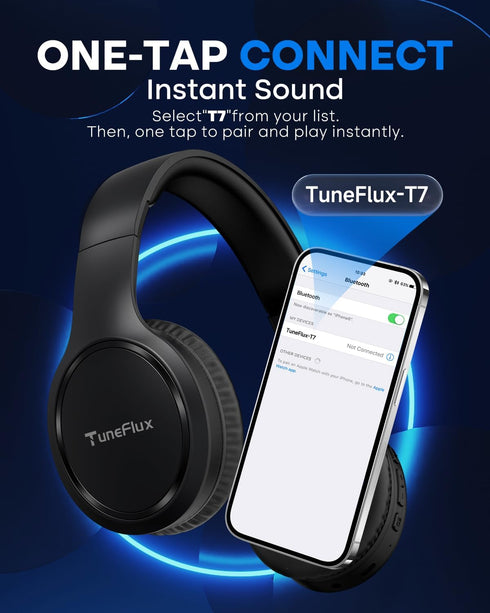 Headphones,70H 6.0 Headphones,3 Headset TuneFlux Bluetooth Playtime Bluetooth Wireless EQ Music Modes Foldable