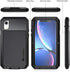 Lanhiem iPhone XR Metal Case, Heavy Duty Shockproof Rugged Full Body Cover with Built-in Glass Protector, Black