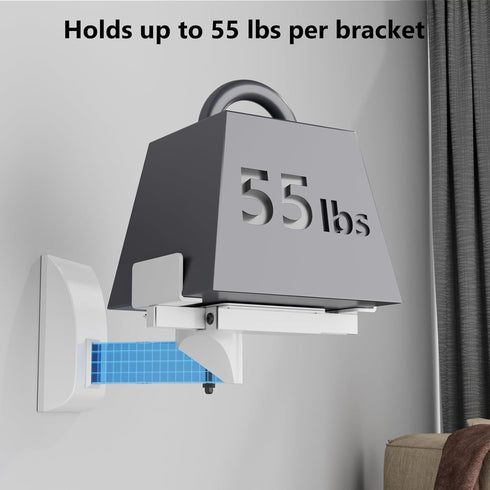 WALI Speaker Wall Mounts, Dual Side Clamping Bookshelf Mounting Bracket for Large Surround Sound Speakers, Holds up to