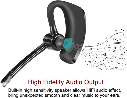 V8s Bluetooth Headset: Wireless Earpiece with 120H Standby, Clear Voice Capture, In-Ear Design for Business &