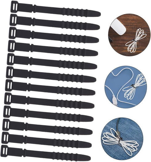 12pcs Silicone Cable Organizers Headphone Cord Keepers USB Cable Winders for Desk Nightstand Office Tangle Management