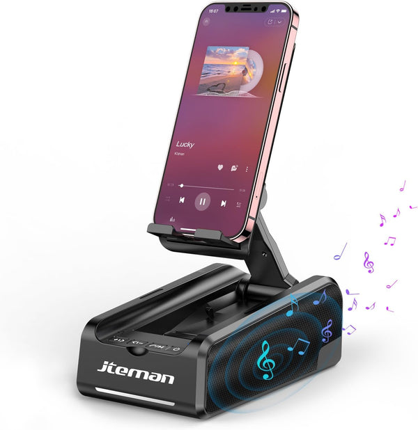JTEMAN Phone Stand Wireless Bluetooth Speaker, Portable Kitchen Gadgets Phone Stand, Gifts for Women and Men