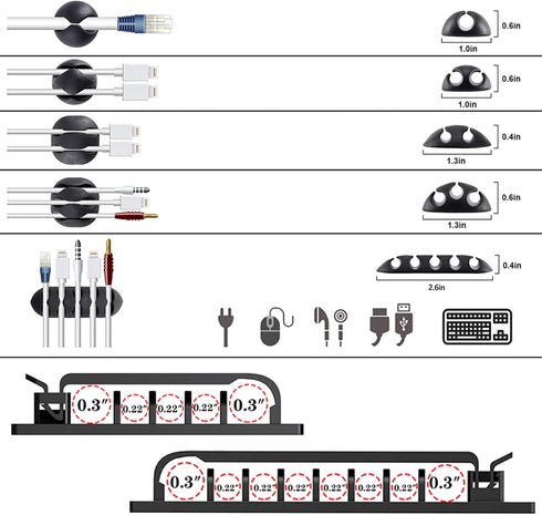 311Pcs Cable Management Organizer Kit, 4 Cable Sleeve Split, 53 Cable Clips, 12 Cord Clips Holder, 22 Cable Ties, 20