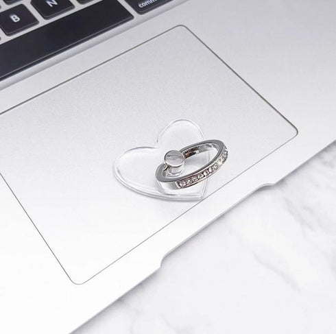 VRIINGTA Holder,2pcs 360 Cell Phone Finger Ring Transparent Heart Shape Ring Grip Stand with DiamondUniversal Degree