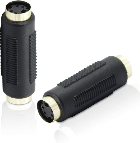 YACSEJAO 2Pack Mini Din 4 PIN S-Video Female to Female Adapter, Gold-Plated, 4 Terminal Connector for SVHS/S-Video Cable