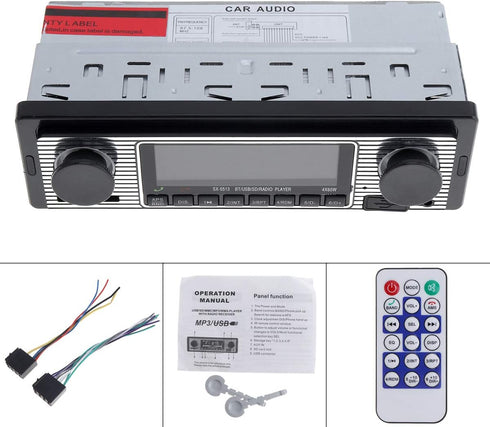 12V Bluetooth Car Radio MP3 Player, Vehicle Stereo Audio Support FM / USB / SD / AUX with Remote Control