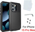 Marrkey iPhone 15 Pro Max Case, 360 Full Body Protective Heavy Duty Shockproof Aluminum Alloy with Screen Protector