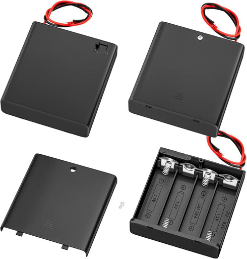 DAIERTEK 4 AA Battery Holder with Switch 6V Battery Case Holder with Cover
