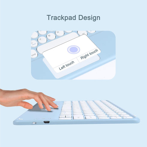 Wireless Bluetooth Keyboard with Touchpad, 10 Inch Round Key, Rechargeable Portable Office for iOS, Android, Windows