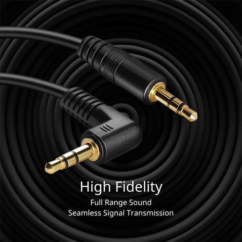 TNP Audio Cable 3.5mm Right Angle (15FT) Male to Male, Gold Plated AUX Adapter for Bose Sony Headphones, iPhone, iPod