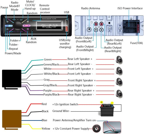 LSLYA MP3 Single Din Car Audio System with APP Control Player for Car Stereo Radio Support Bluetooth
