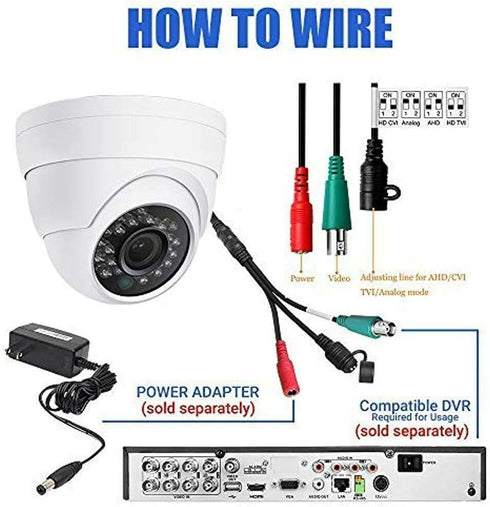 Real HD 5MP Full Color Night Vision Dome CCTV Security Camera, 65ft Night Vision, Outdoor, Full Metal