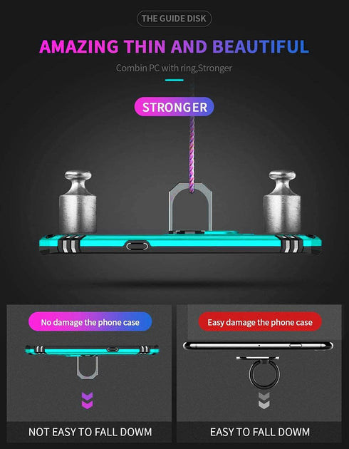 Androgate Samsung Note 9 Phone Case, Galaxy Note 9 Case with 3D PET Screen Protector, Military-Grade Ring Holder, Teal