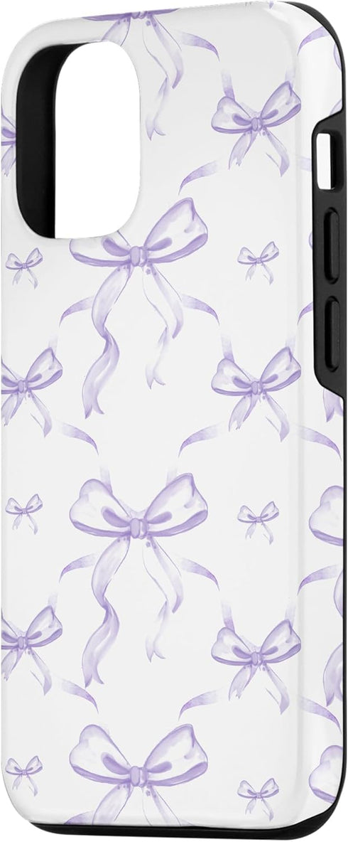 iPhone 14 Aesthetic Lilac Ribbons and Bows in Watercolor Case