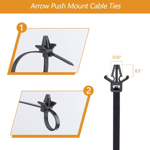 Xislet 160Pcs Universal Push Mount Cable Zip Tie, Compatible with Cars, Boat, Trailer, Nylon Self Locking Cable Strap