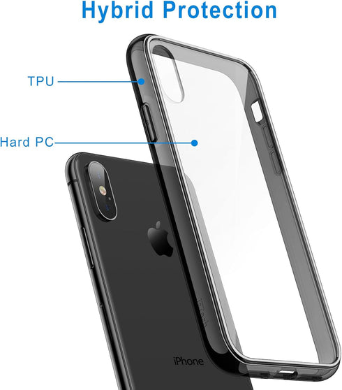 JETech Non-Yellowing Shockproof Phone Bumper Cover for iPhone Xs Max 6.5-Inch, Anti-Scratch Clear Back (Black)