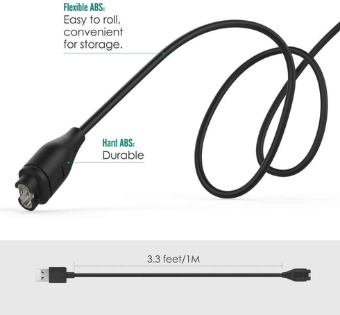 Vivosmart 5 Charger Replacement USB Data Sync Cable for Garmin Vivosmart 5 Fitness Tracker, Black - 2Pack