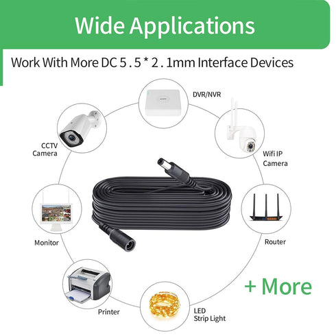 Security-01 3.3FT 1M 5.5mm 2.1mm,for DC Power Extension Cable x CCTV Camera IP WiFi Camera,DVR,LED Strip,DC Power