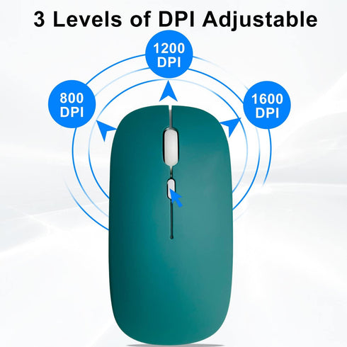 Wireless Bluetooth Mouse, Rechargeable Slim Silent Mouse for iPad/MacBook Pro/Air/Laptop (Jade Green)