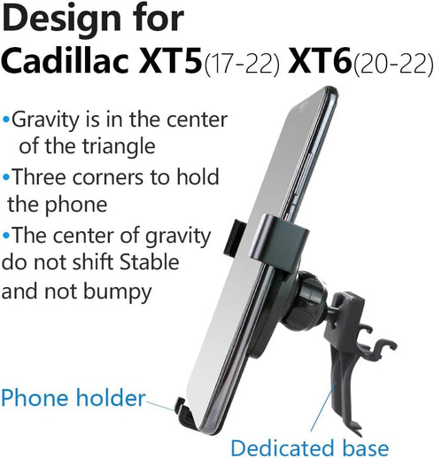 Car Phone Holder for Cadillac XT5 (2017-2025) & XT6 (2020-2025), Navigation Bracket, Mobile Cell Phone Mount