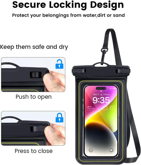 IP68 Waterproof Phone Case for iPhone 14/13/12/11 Pro Max & Samsung Galaxy - 2 Pack Floating Beach Essentials.