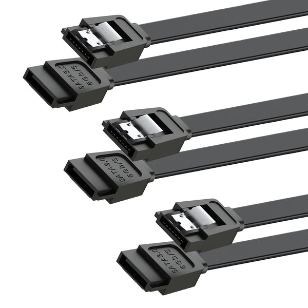 Mbiydeg SATA Cable III for SSD HDD Data,3 PCS 6Gbps Straight Angle 15