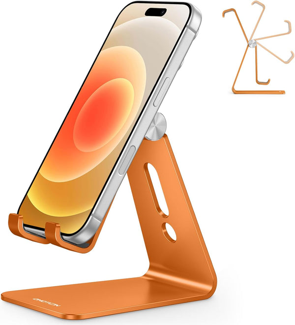 OMOTON Adjustable Cell Phone Stand, Aluminum Desktop Cellphone Stand with Anti-Slip Base and