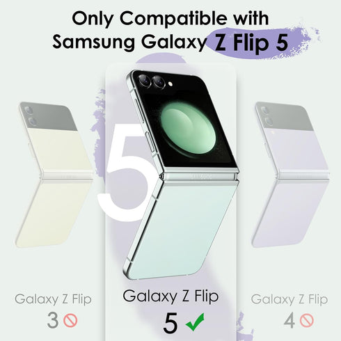 JETech Front Screen Protector for Samsung Galaxy Z Flip 5, 9H Tempered Glass Film, HD Clear, 3-Pack