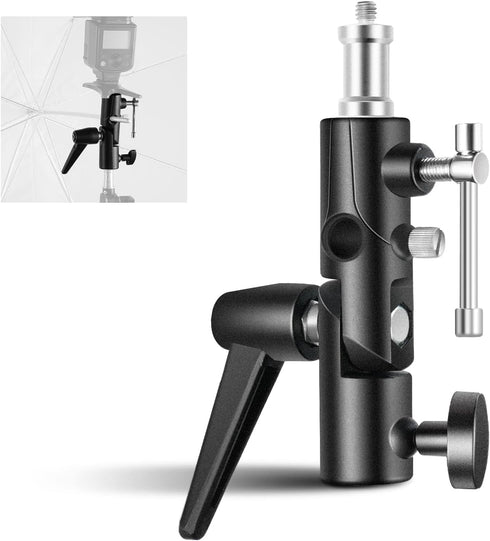 NEEWER H Type Camera Flash Bracket Mount with Umbrella Softbox Holder, 180° Swivel Adjustable Light Stand Adapter