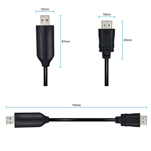 USB3.0 to HDMI Converter Cable 1.5M with Chip, 1080P Full HD USB2.0/3.0 Audio Video Adapter Male to Male for HDTV,