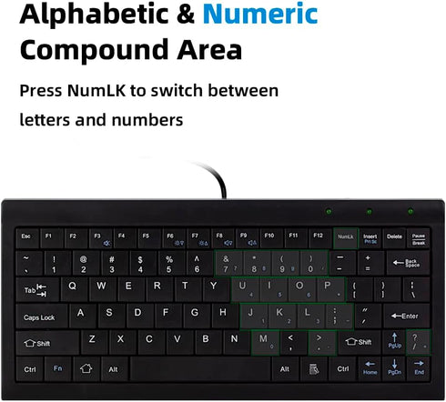 CUQI Mini Keyboard, Small Wired 82 Scissor Keys, USB Compact Keyboard for Windows, Android, Raspberry Pi