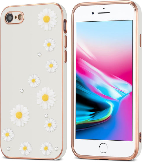 ZCDAYE Solid Color Daisy Case for iPhone 7/8/SE 2020, Shockproof Slim Soft TPU Bumper Cover with Camera Protection,