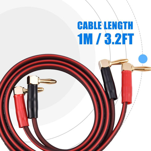 HI-FI Pure Copper Speaker Cable Right Angle L Type Gold-Plated Connector Banana Plugs Line Wire Red & Black Red Banana Plug for The Sound and Speaker Dual Color Plug Speaker Wire(1M) by Hakeeta