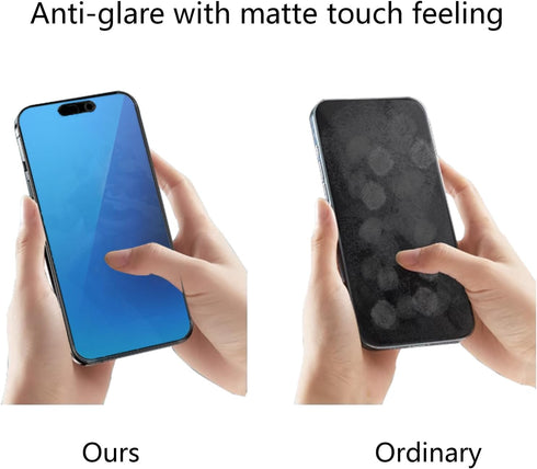 2 Pack Anti-Spy Matte Tempered Glass for iPhone 14 Pro/15 - 6.1" Anti-Glare Privacy Screen Protector, Electroplated