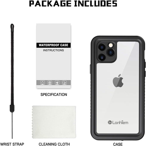 Lanhiem Waterproof Case for iPhone 11 Pro, 360 Full Body Protection, Clear Cover with Built-in Screen Protector