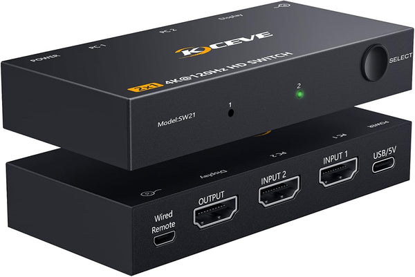 Reyoten HDMI Switch 2 in 1 Out, HDMI Switch, 4K@120Hz HDMI Switcher, 2