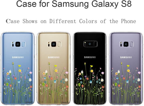 Unov Case for Galaxy S8, Clear Soft TPU Shock Absorption Slim Protective Back Cover with Floral Design (Flower Bouquet)