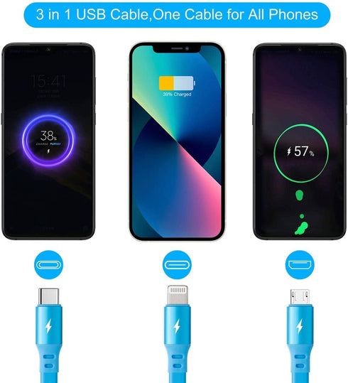 2Pack Multi Charging Cable, 4Ft Retractable 4 in 1 USB Charger for iPhone, Samsung, PS, Tablet & More. Fast Charging!