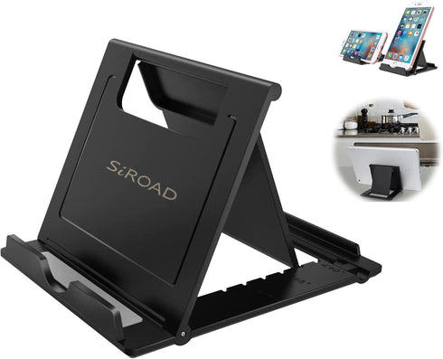 Foldable Portable Phone Tablet Stand Holder, Adjustable Angle for Desktop, Compatible with iPhone and iPad