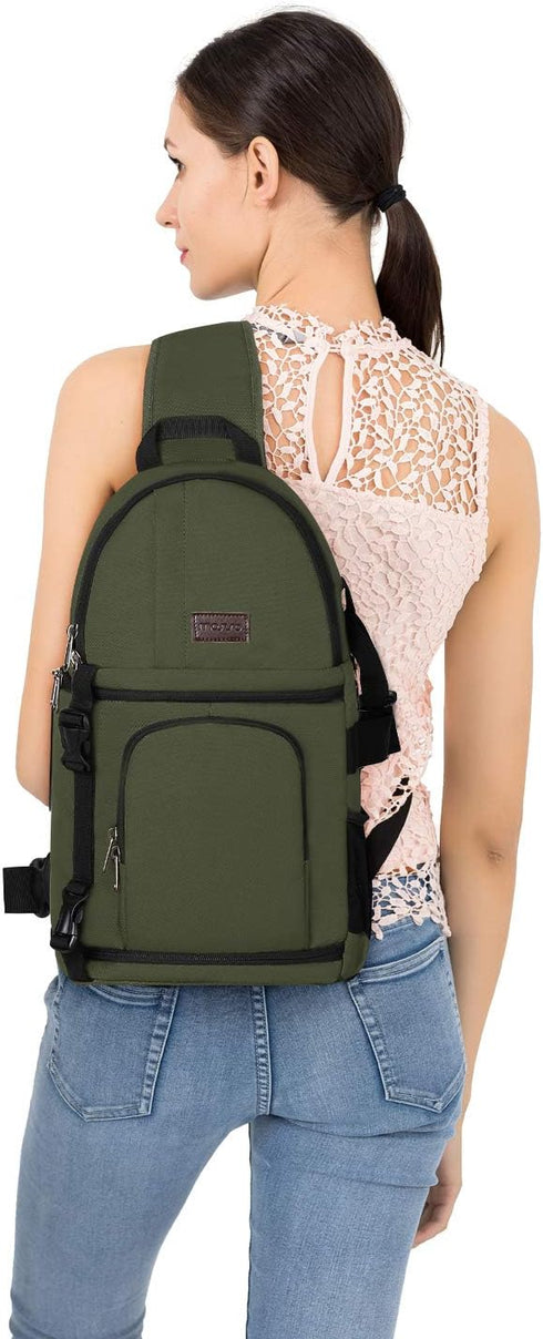 MOSISO Camera Sling Bag, Shockproof Photography Camera Backpack with Tripod Holder, Compatible with Canon/Nikon/Sony