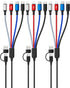 HanCenDa 4 in 2 Multi Charging Cable, 3Pack 6FT Universal Multi USB Charger Cable for All Devices Nylon Braided USB A/C