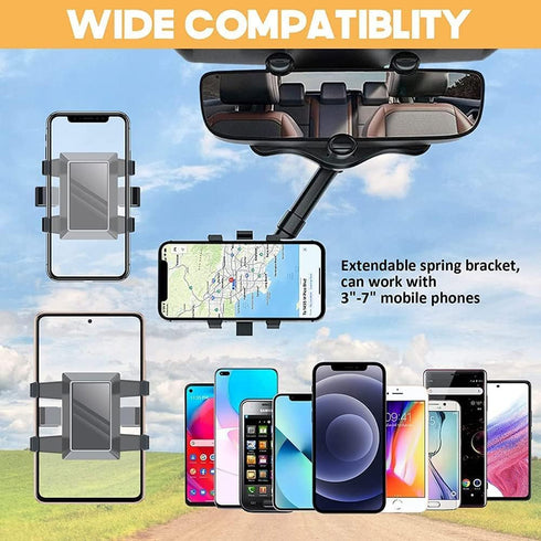 360° Rotatable and Retractable Car Phone Holder, Multifunctional Adjustable Universal GPS Holder for All Smartphones