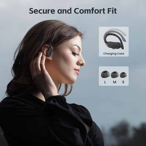 IPX7 TRAUSI Bluetooth Headphones, True Wireless Earbuds with Water Resistant, Noise Cancelling Mic, Type-C Fast