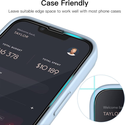 JETech 3-Pack Full Coverage Tempered Glass Screen Protector for iPhone 14 6.1-Inch, Black Edge, HD Clear, Case-Friendly.