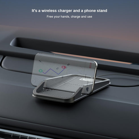 Wireless Car Charger, Polmxs Fast Wireless Charging Pad, No-Slip Phone Charger for Car, Cell Phone Cordless Holder