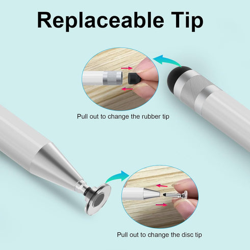 SSS·GRGB Magnetic Disc Stylus for Touch Screens - High Sensitivity Capacitive Stylus for Tablets, White