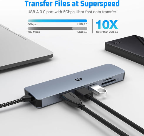 Tymyp 6 1 3.0 3.0) USB C Hub, in USB C Dock for Mac Pro/Air, High-Performance USB Docking Station for Dell, Surface